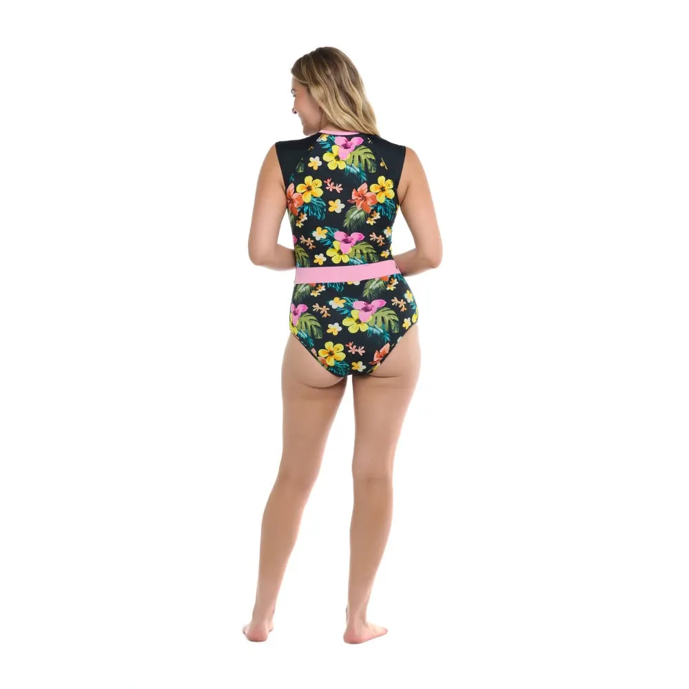 BODY GLOVE TROPICAL ISLAND TANK ONE-PIECE BLACK
