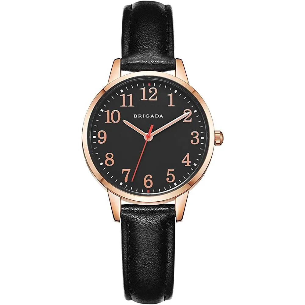 BRIGADA Women's Watch Elegant Watch for Women Leather Band Ladies Watch for Women Waterproof
