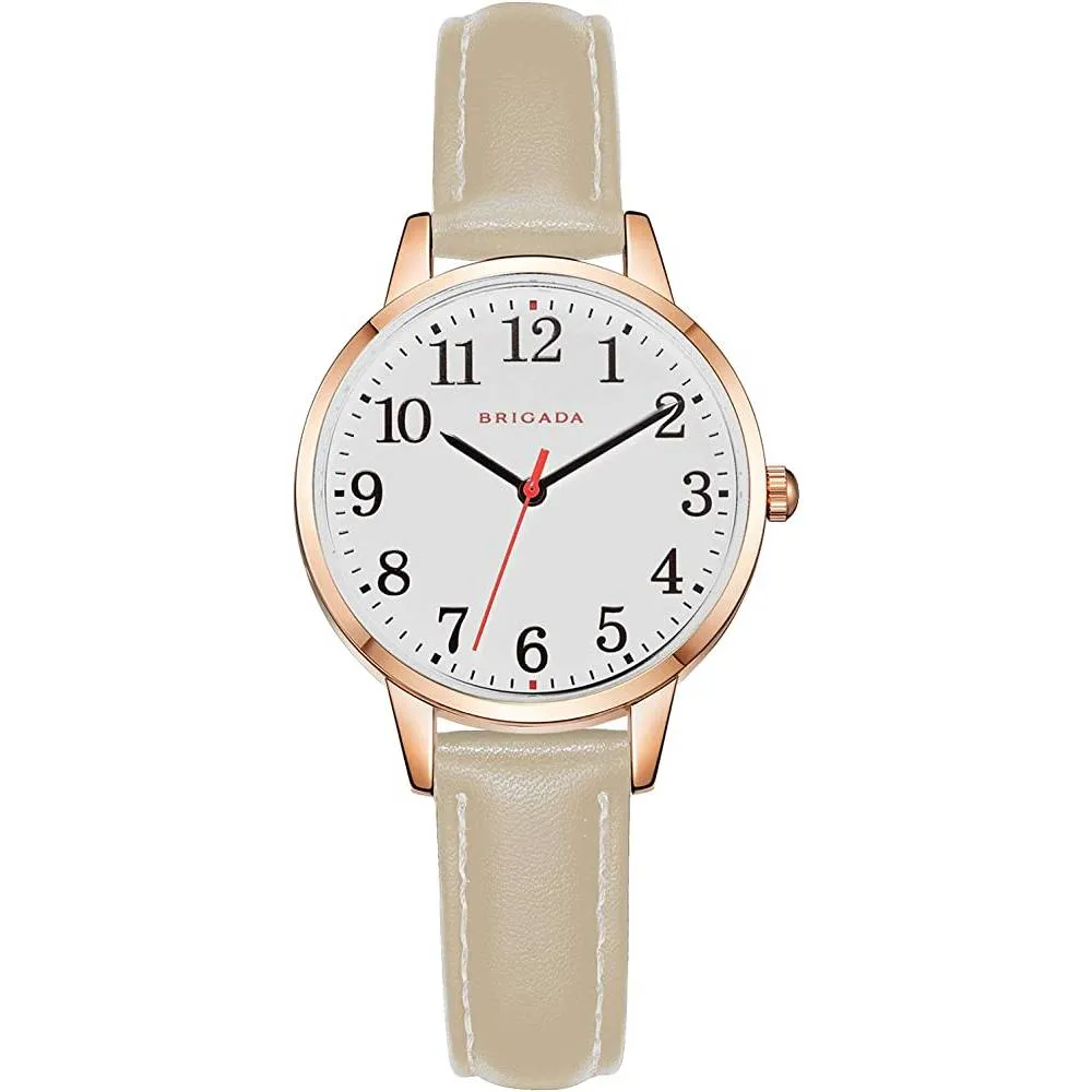 BRIGADA Women's Watch Elegant Watch for Women Leather Band Ladies Watch for Women Waterproof