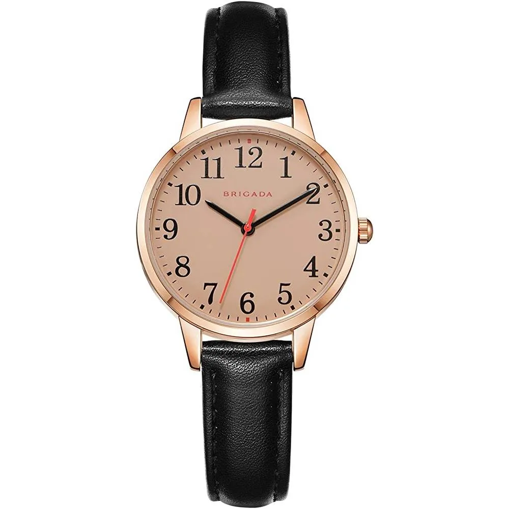 BRIGADA Women's Watch Elegant Watch for Women Leather Band Ladies Watch for Women Waterproof