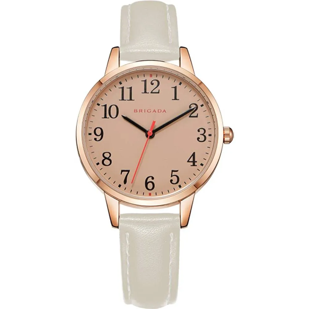 BRIGADA Women's Watch Elegant Watch for Women Leather Band Ladies Watch for Women Waterproof