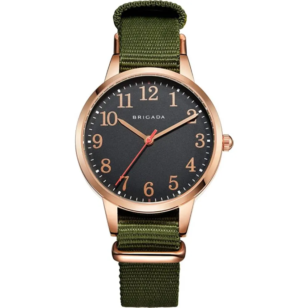 BRIGADA Women's Watch Elegant Watch for Women Leather Band Ladies Watch for Women Waterproof