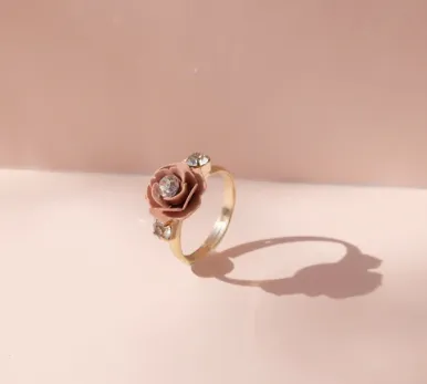 Camellia Adjustable Ring with crystals