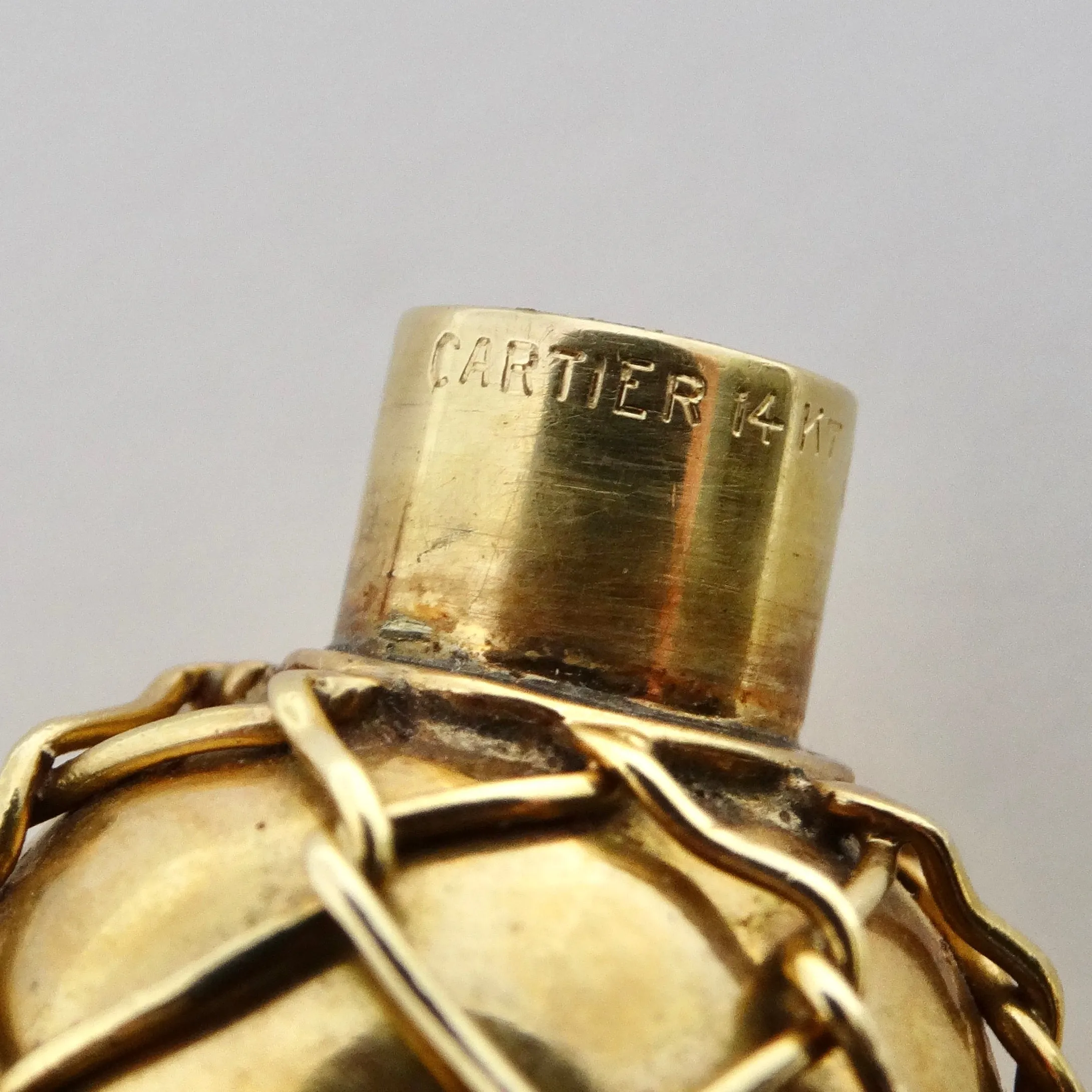 Cartier 24K Gold Diamond 1940s Perfume Bottle