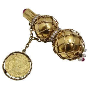 Cartier 24K Gold Diamond 1940s Perfume Bottle