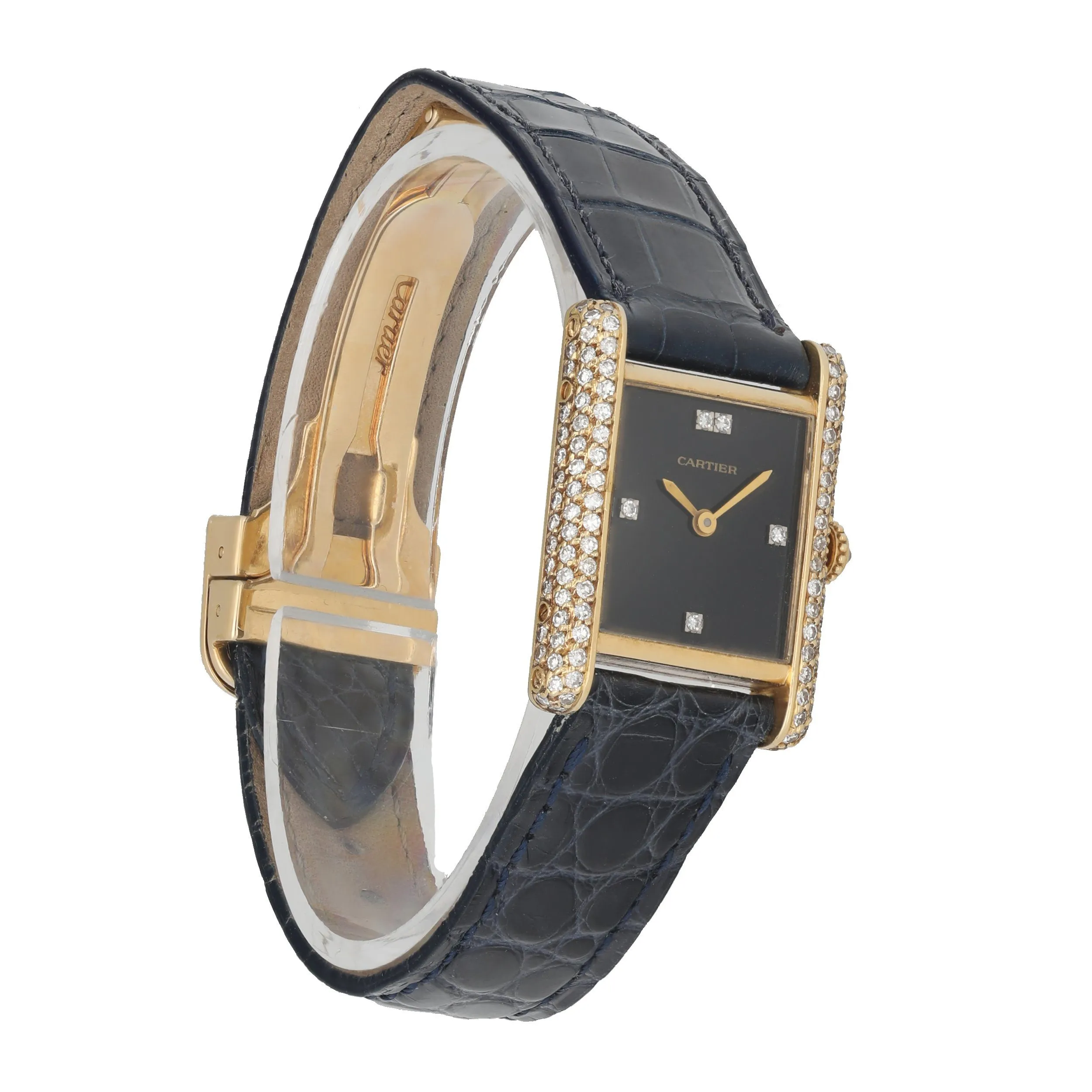 Cartier Tank Paris 78227 Onyx Dial 18K Yellow Gold Ladies Watch