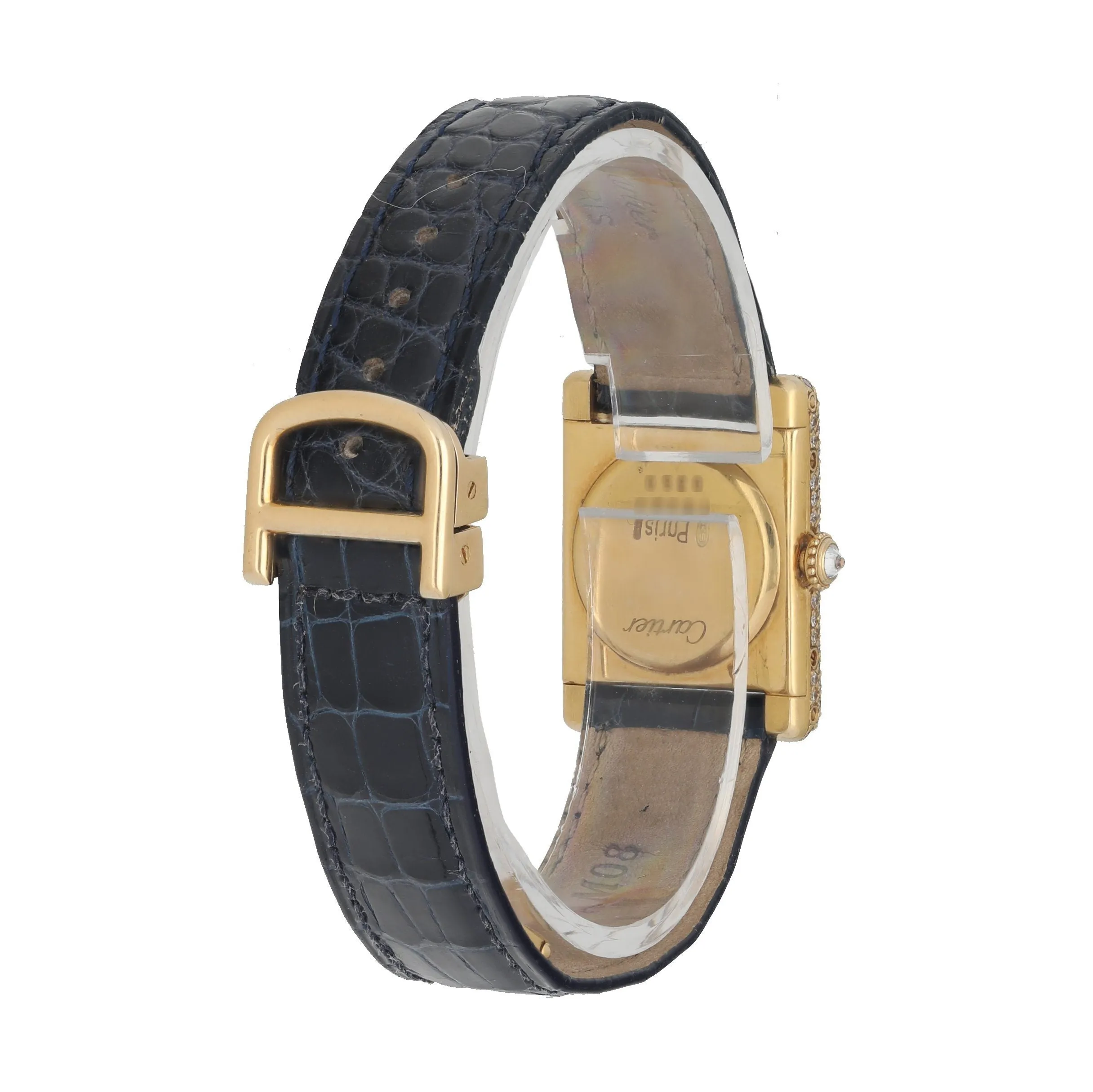 Cartier Tank Paris 78227 Onyx Dial 18K Yellow Gold Ladies Watch