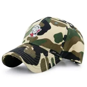 Cartoon Figure Embroidery Camouflage Baseball Hat - Acu Camouflage