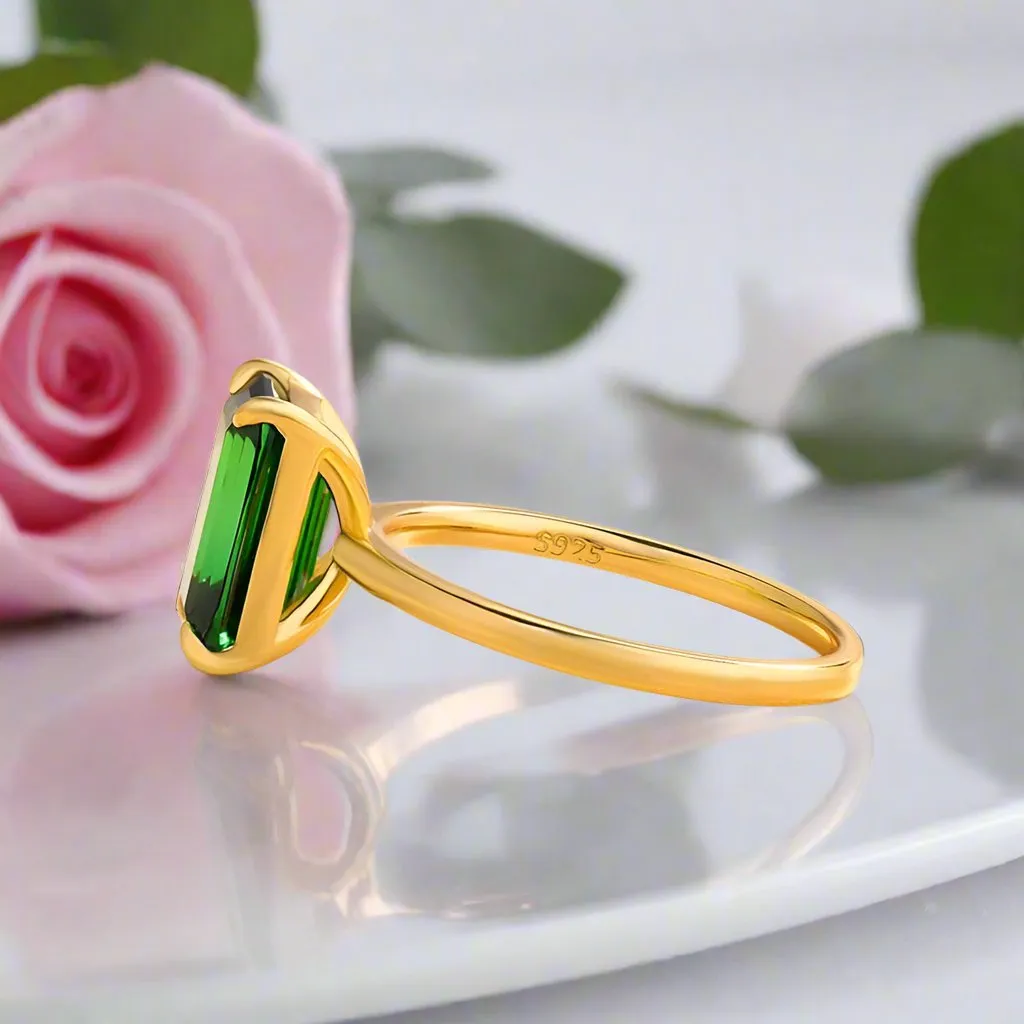 Classic Yellow Gold Emerald Cut Engagement Ring