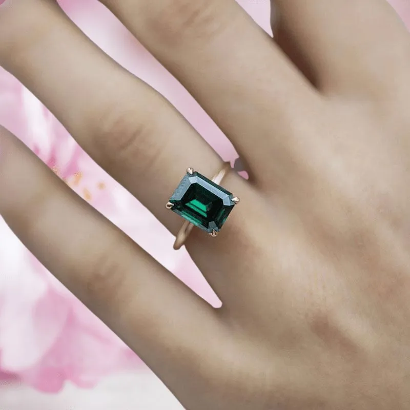Classic Yellow Gold Emerald Cut Engagement Ring