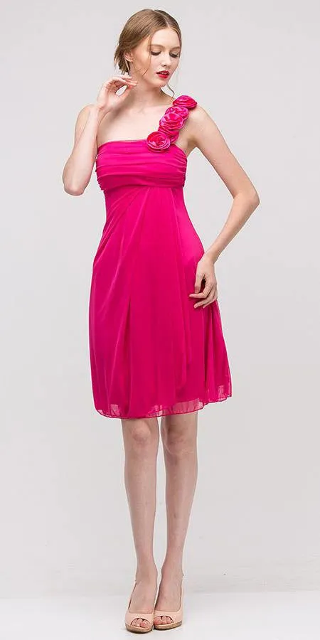 CLEARANCE - Eureka 1801 One Shoulder Knee Length Chiffon Dress (Size 2XL)