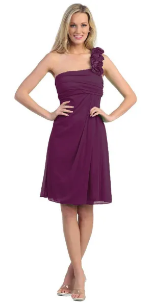 CLEARANCE - Eureka 1801 One Shoulder Knee Length Chiffon Dress (Size 2XL)