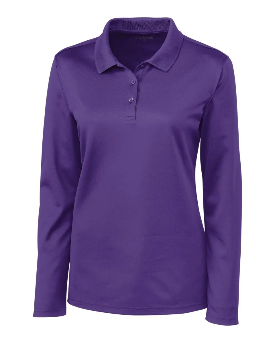 Clique Womens Spin Eco Performance Pique Long Sleeve Polo