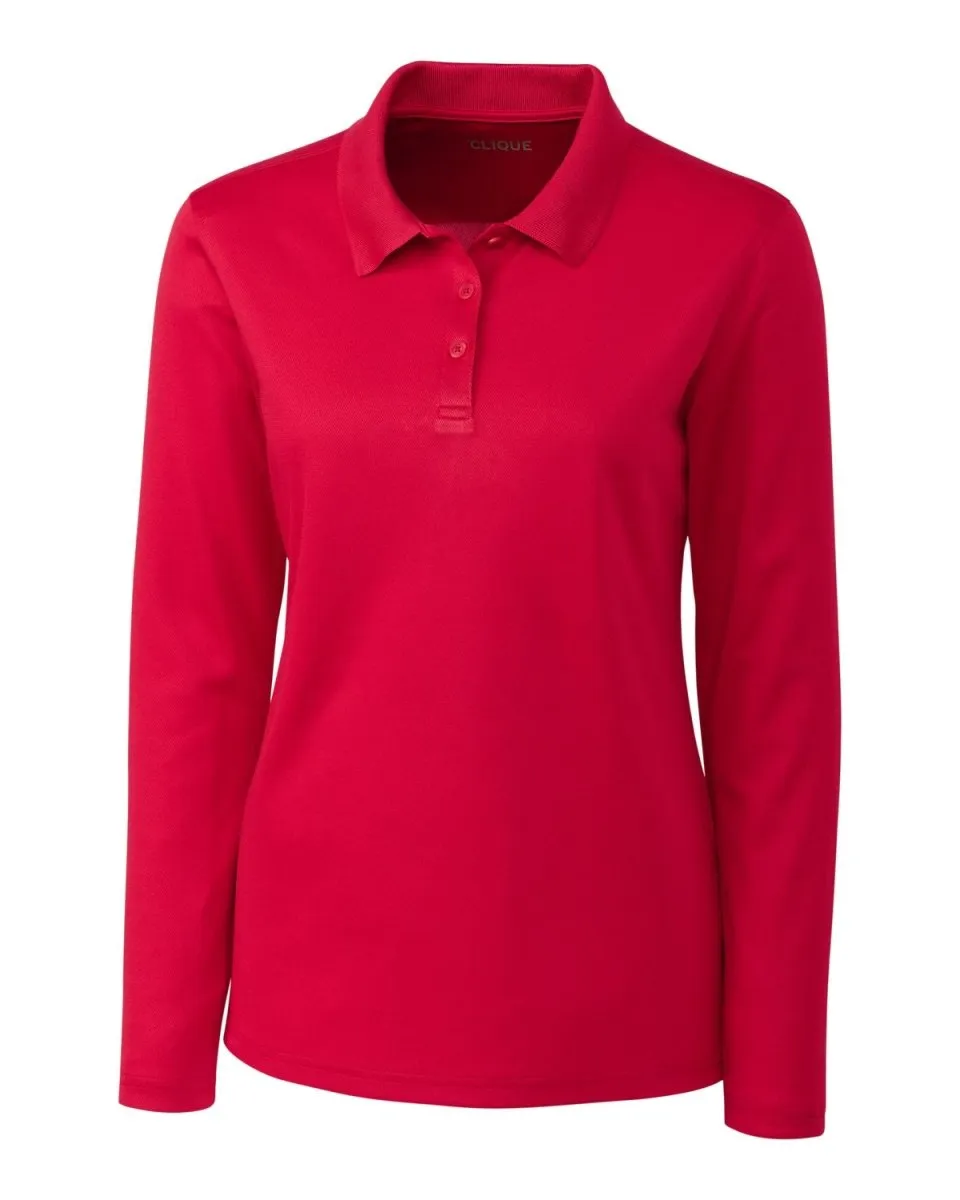 Clique Womens Spin Eco Performance Pique Long Sleeve Polo