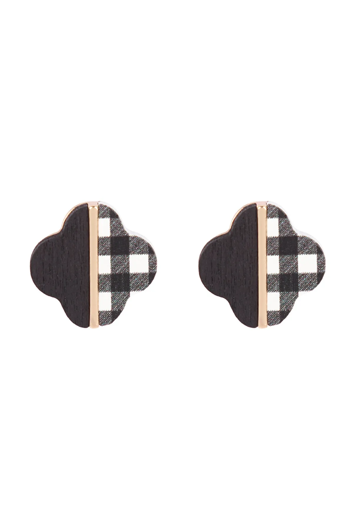 CLOVER WOOD CAMO TWO TONE STUD EARRINGS