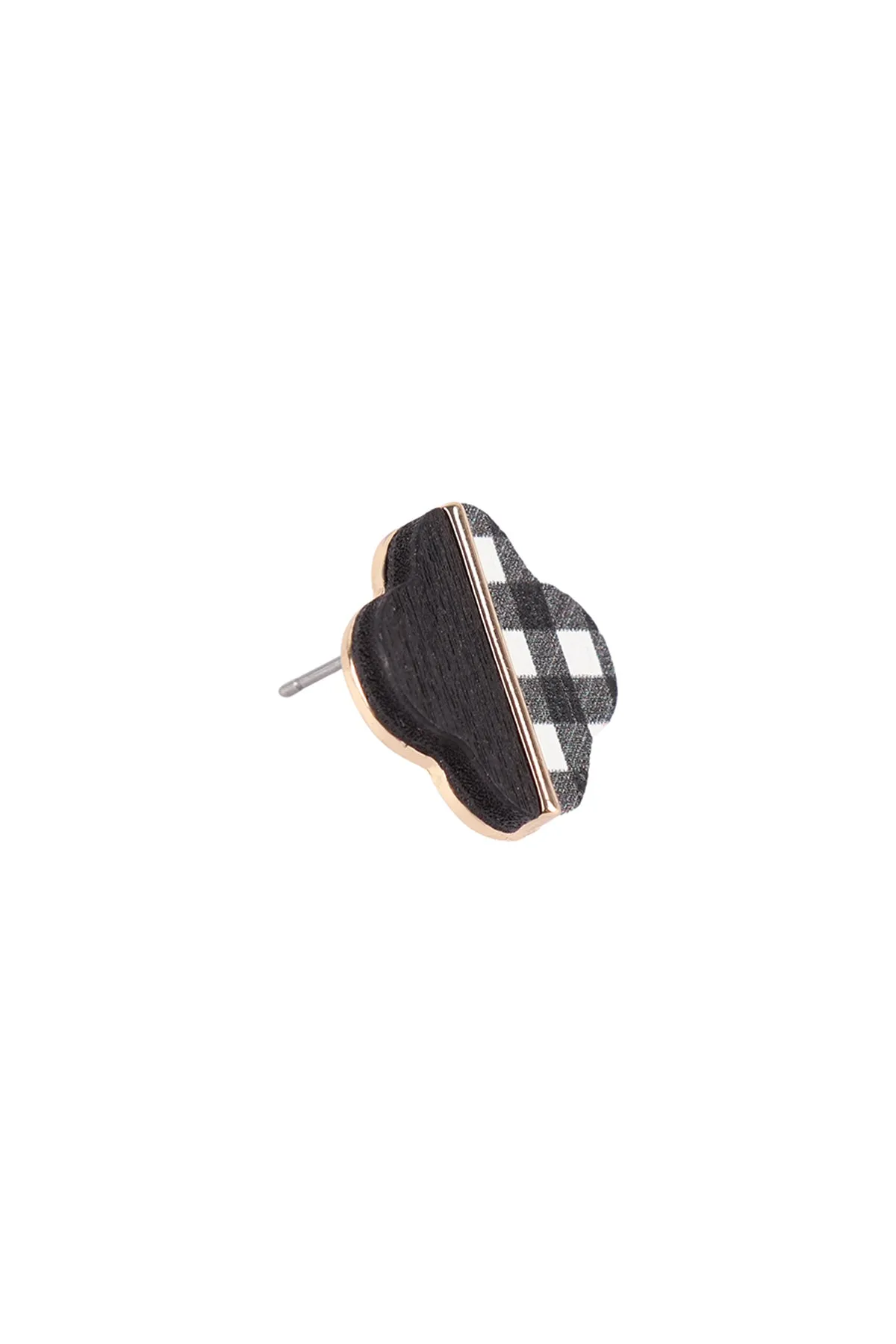 CLOVER WOOD CAMO TWO TONE STUD EARRINGS
