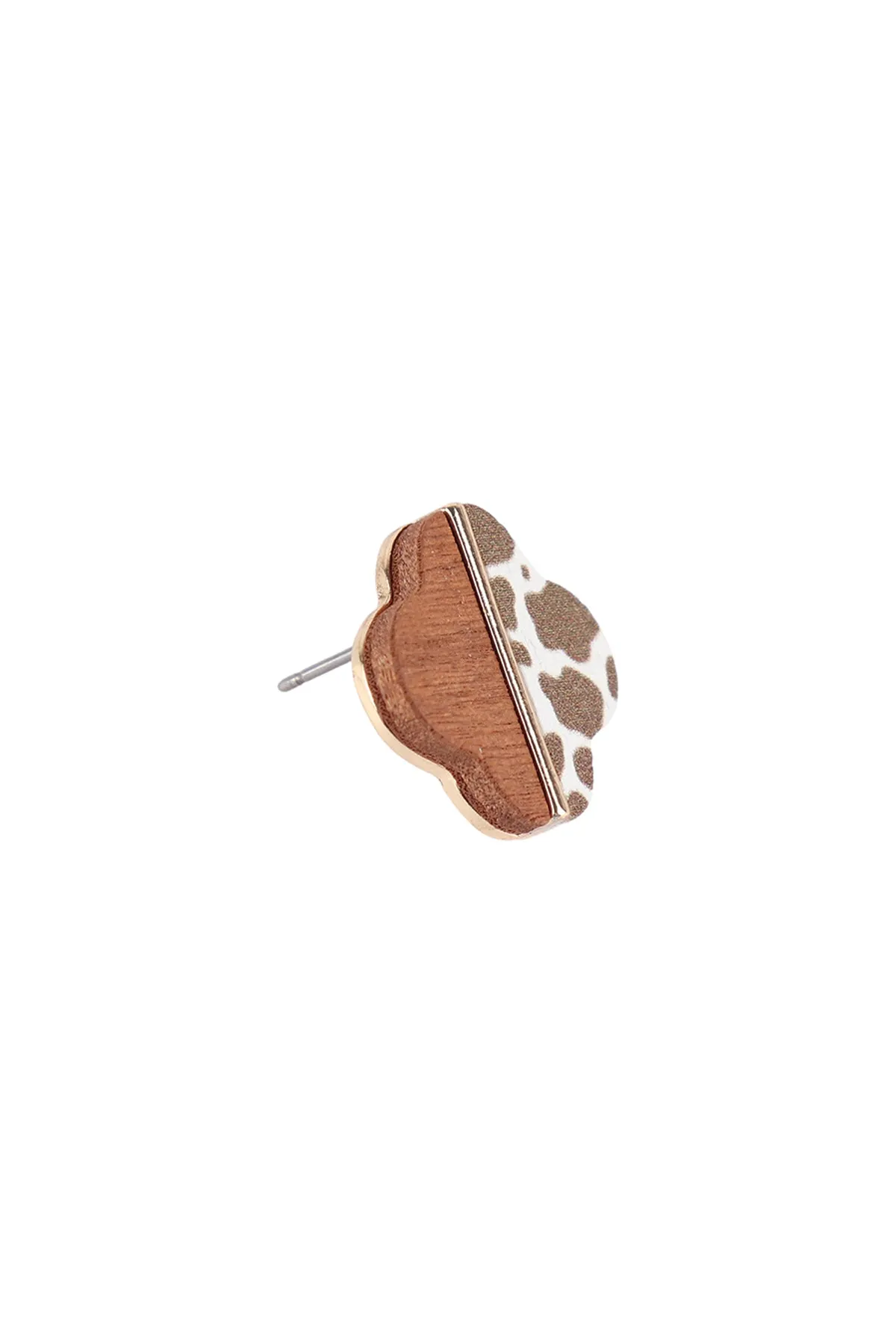 CLOVER WOOD CAMO TWO TONE STUD EARRINGS