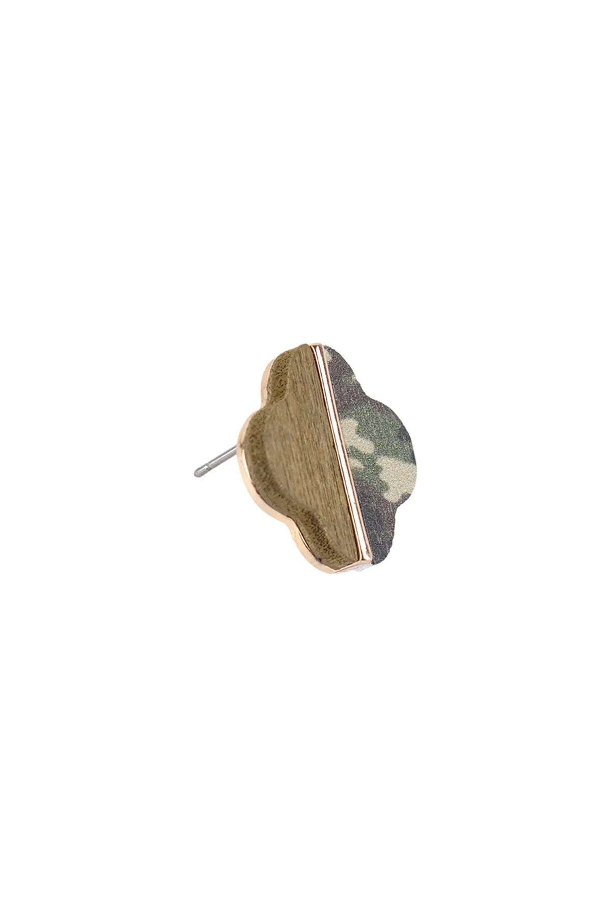 CLOVER WOOD CAMO TWO TONE STUD EARRINGS