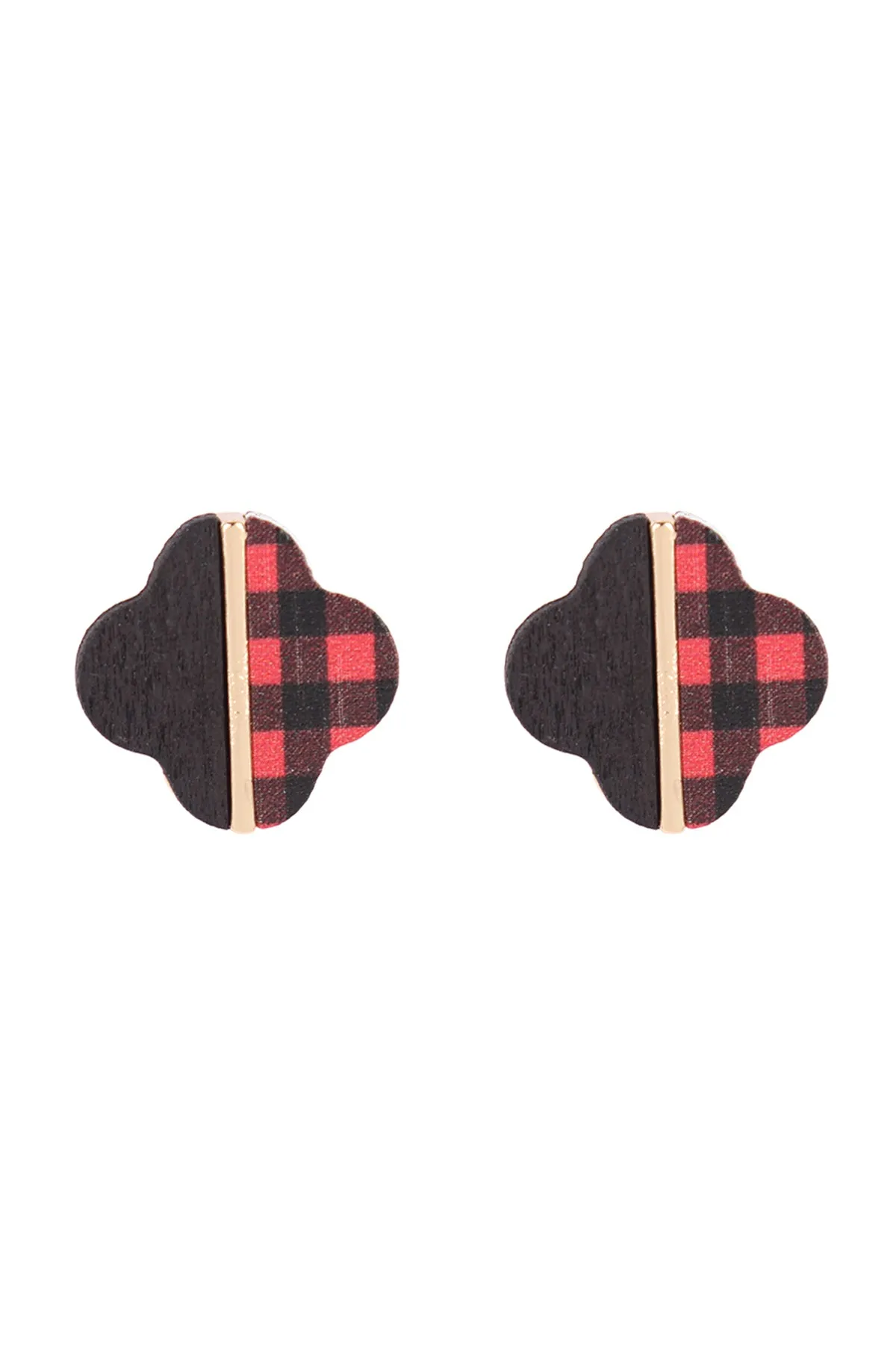 CLOVER WOOD CAMO TWO TONE STUD EARRINGS