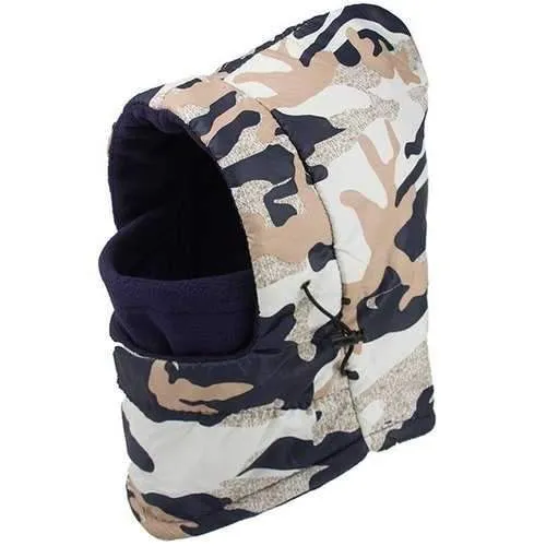 Cold Wind Protection Army Camouflage Print Face Mask Hat - Off-white