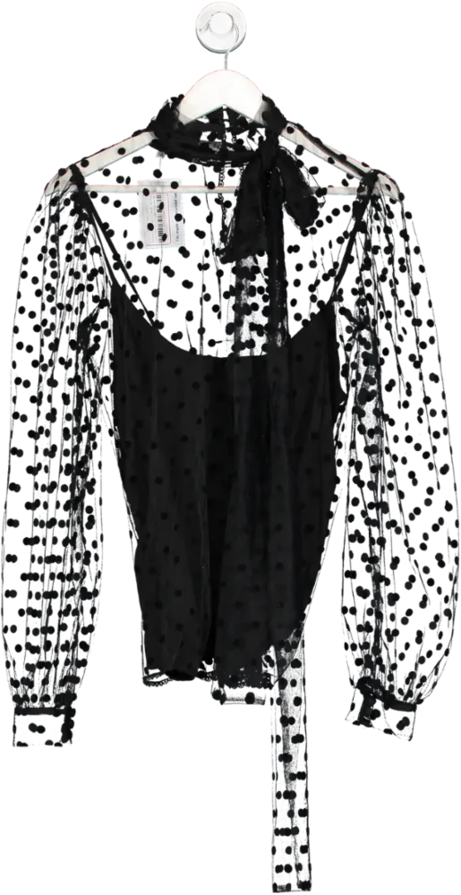 Costarellos Black Polka Dot Sheer Blouse UK 10