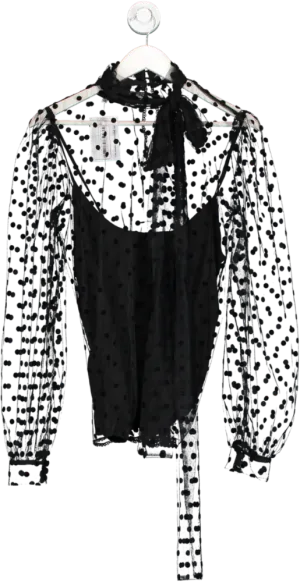 Costarellos Black Polka Dot Sheer Blouse UK 10