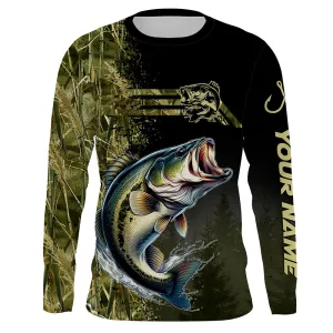 Custom Largemouth Bass fishing camouflage Fishing Jersey, Personalized Bass fishing Long sleeve shirts NQS4862