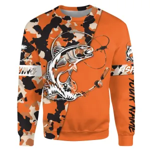 Custom Name redfish puppy drum fishing tattoos Camouflage Orange shirt Custom Sweatshirt NPQ403