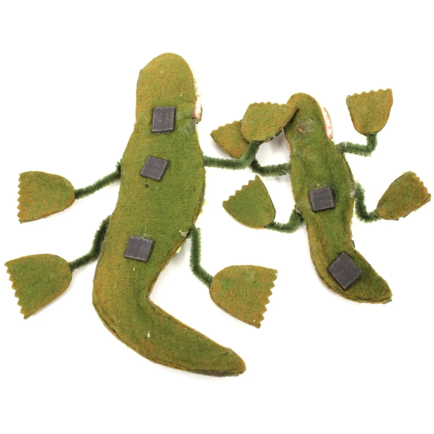 Cute Vintage Fridge Magnet  Sequin Felt Alligators  Pearl Teeth 1950S Florida