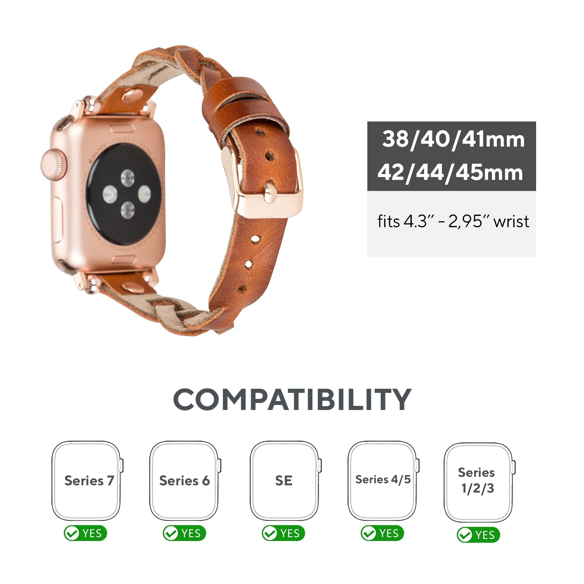 DelfiCase Sheffield Collection Leather Watch Band for Apple Watch & Fitbit / Sense
