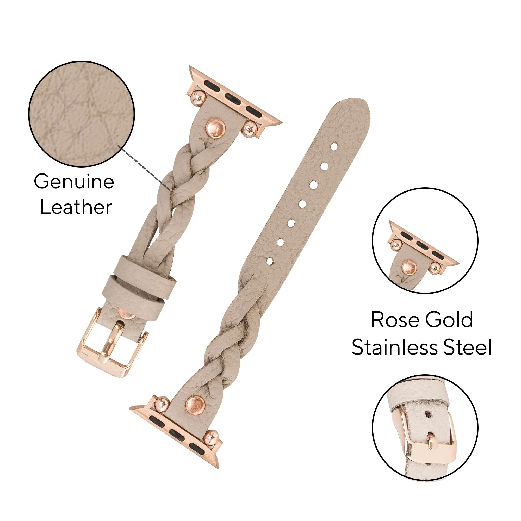 DelfiCase Sheffield Collection Leather Watch Band for Apple Watch & Fitbit / Sense