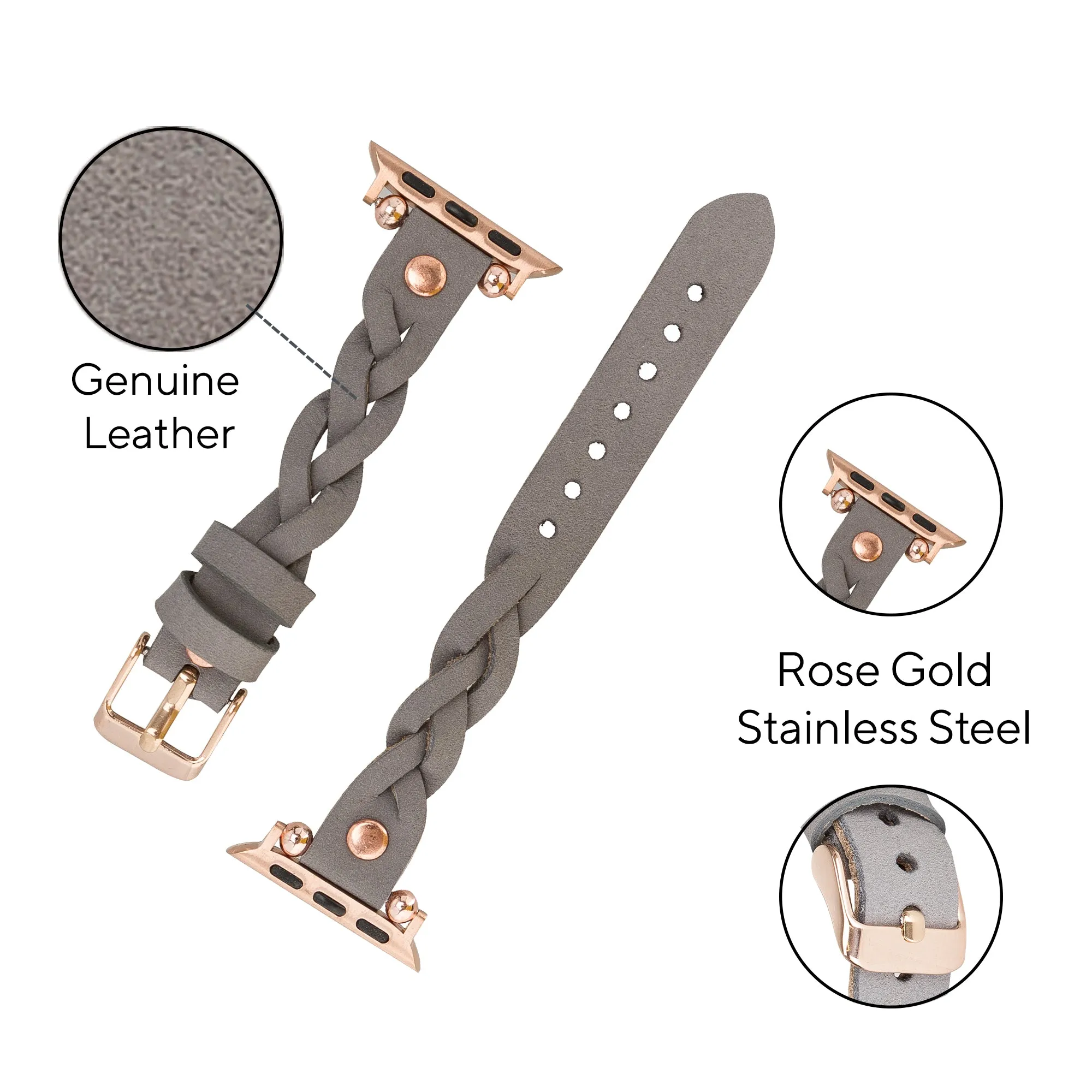 DelfiCase Sheffield Collection Leather Watch Band for Apple Watch & Fitbit / Sense