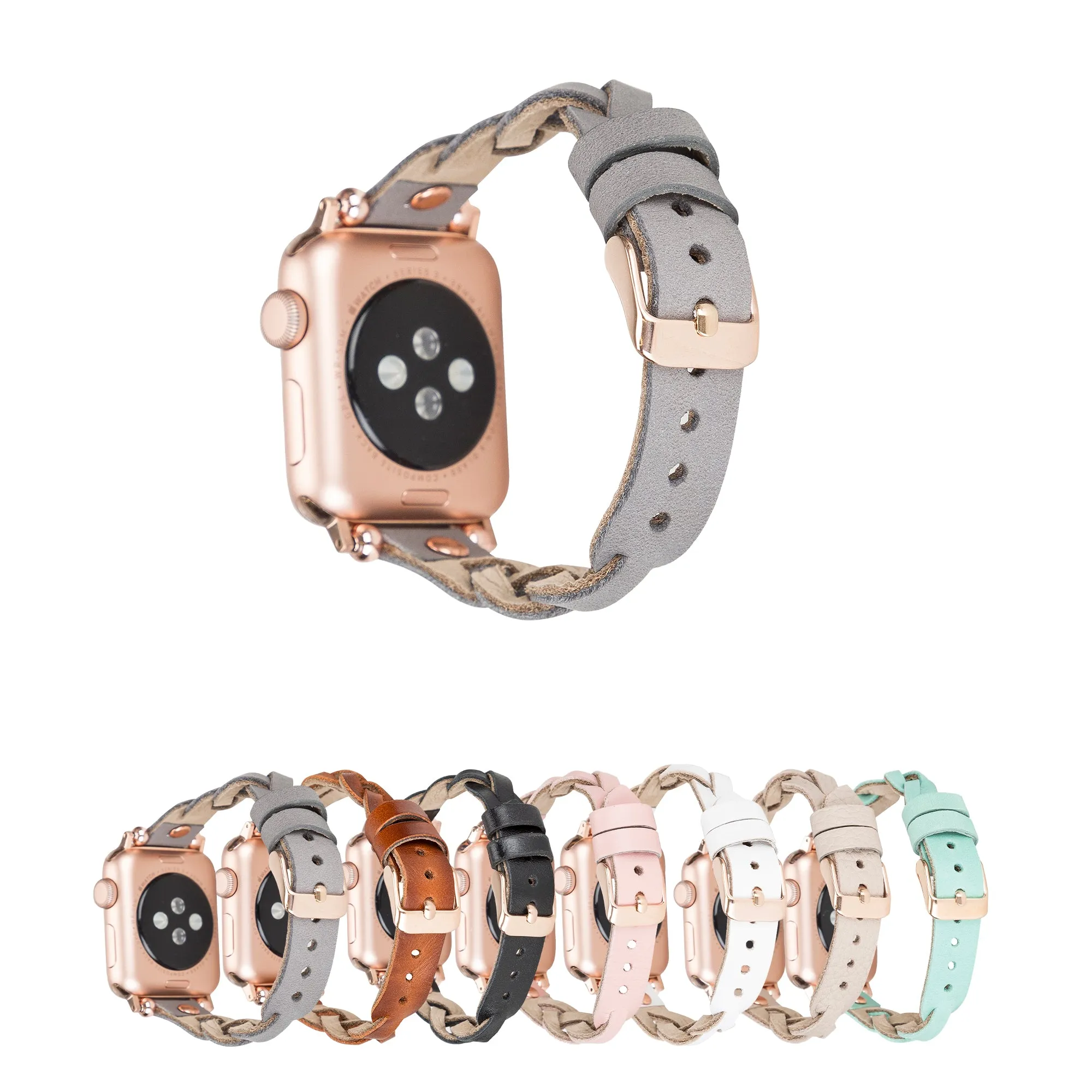 DelfiCase Sheffield Collection Leather Watch Band for Apple Watch & Fitbit / Sense