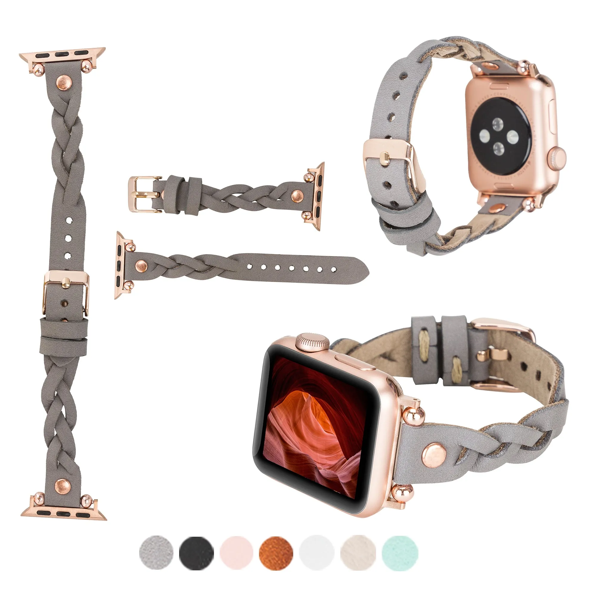 DelfiCase Sheffield Collection Leather Watch Band for Apple Watch & Fitbit / Sense