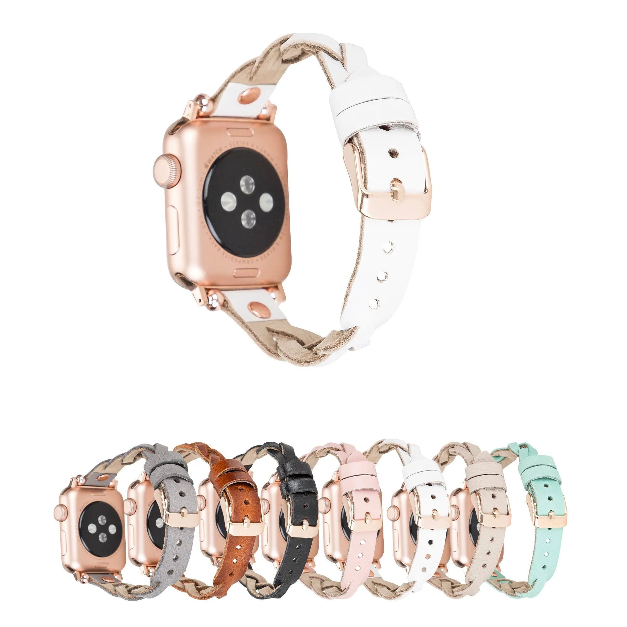 DelfiCase Sheffield Collection Leather Watch Band for Apple Watch & Fitbit / Sense