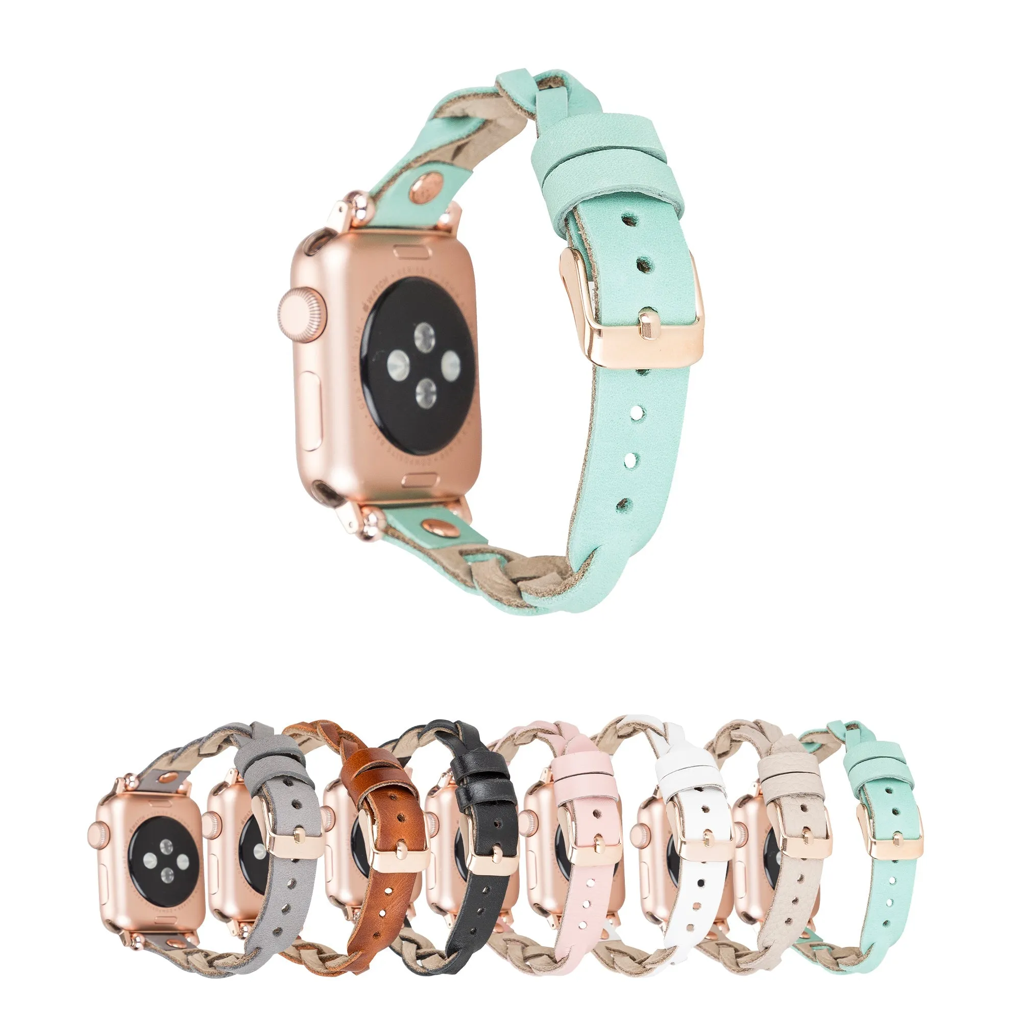 DelfiCase Sheffield Collection Leather Watch Band for Apple Watch & Fitbit / Sense