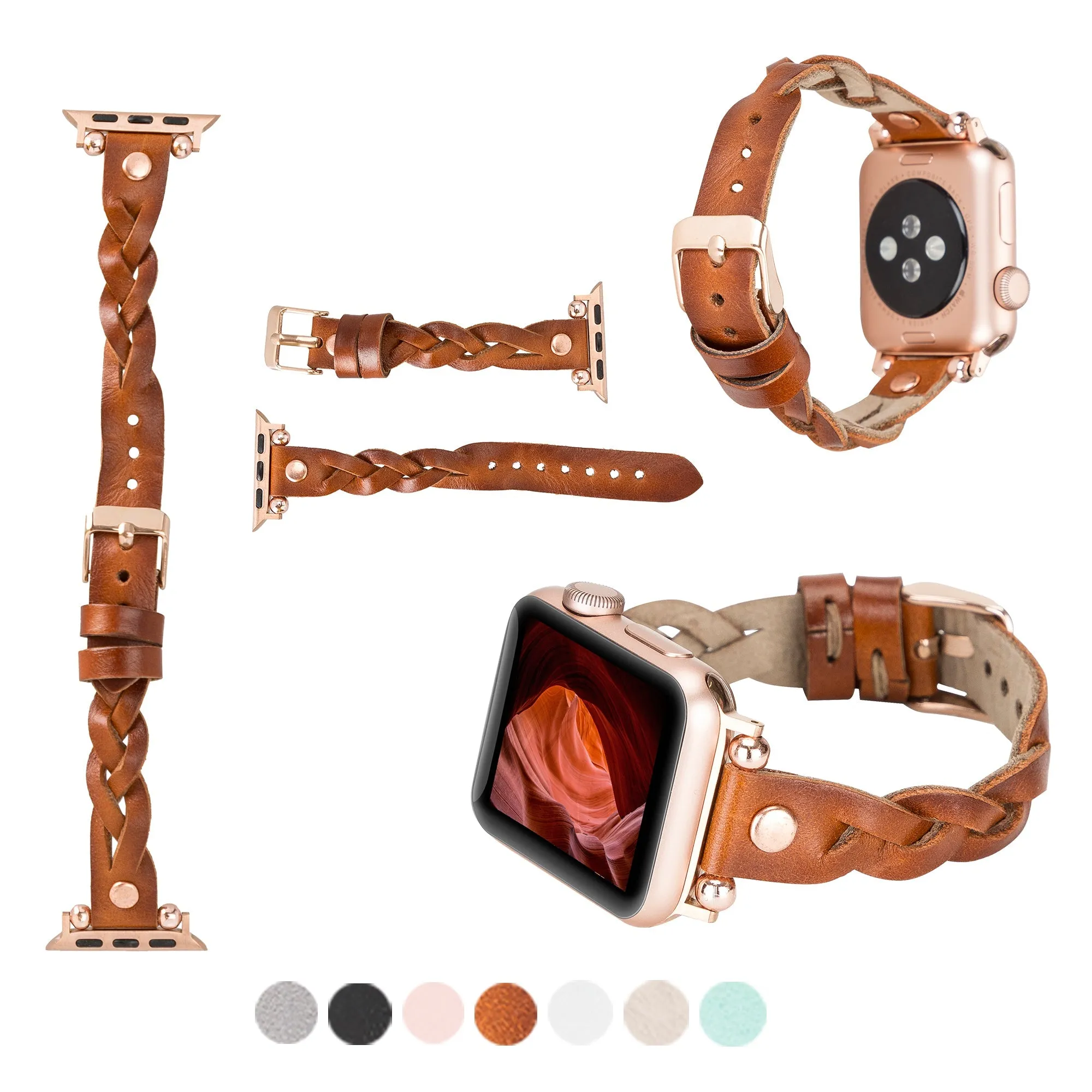 DelfiCase Sheffield Collection Leather Watch Band for Apple Watch & Fitbit / Sense