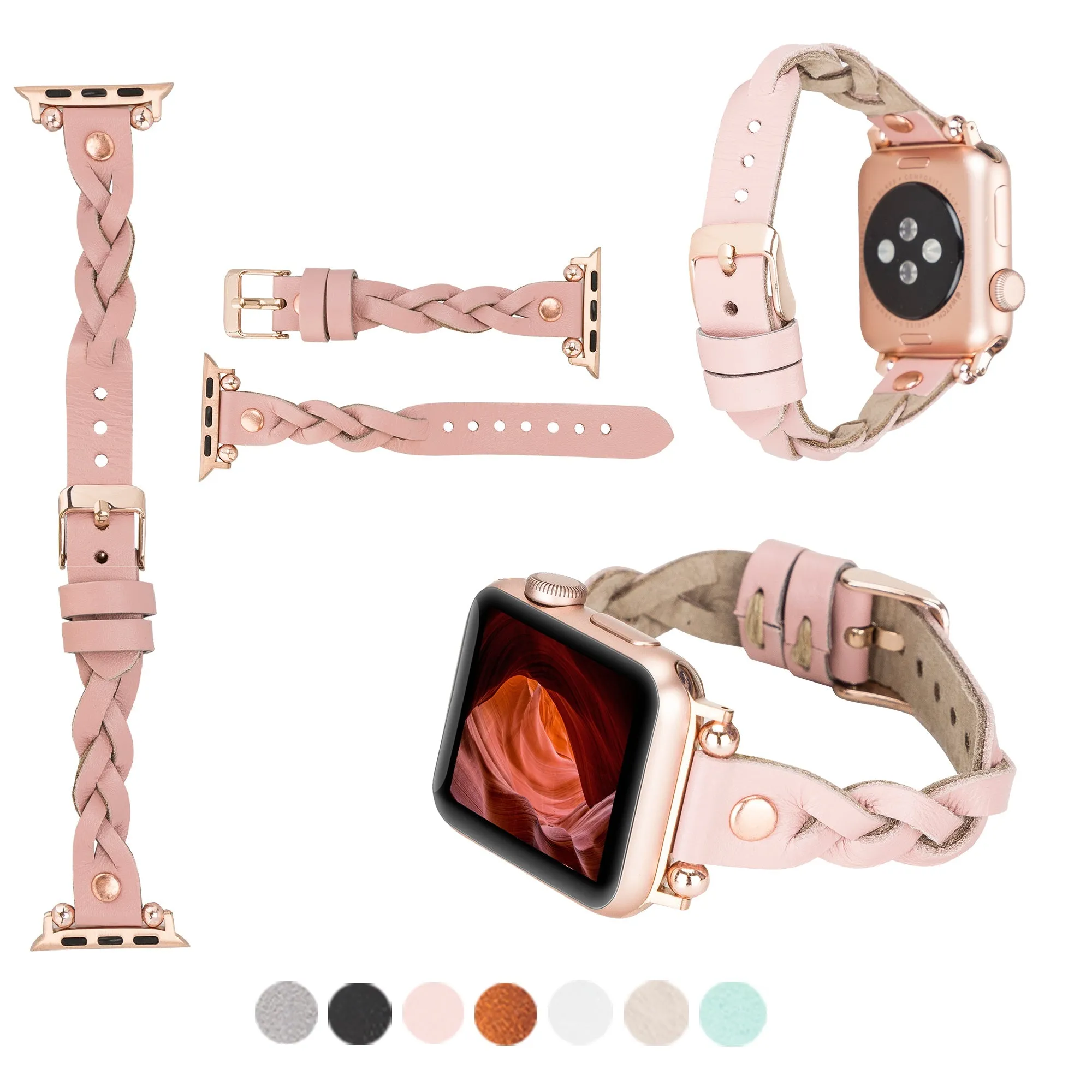 DelfiCase Sheffield Collection Leather Watch Band for Apple Watch & Fitbit / Sense