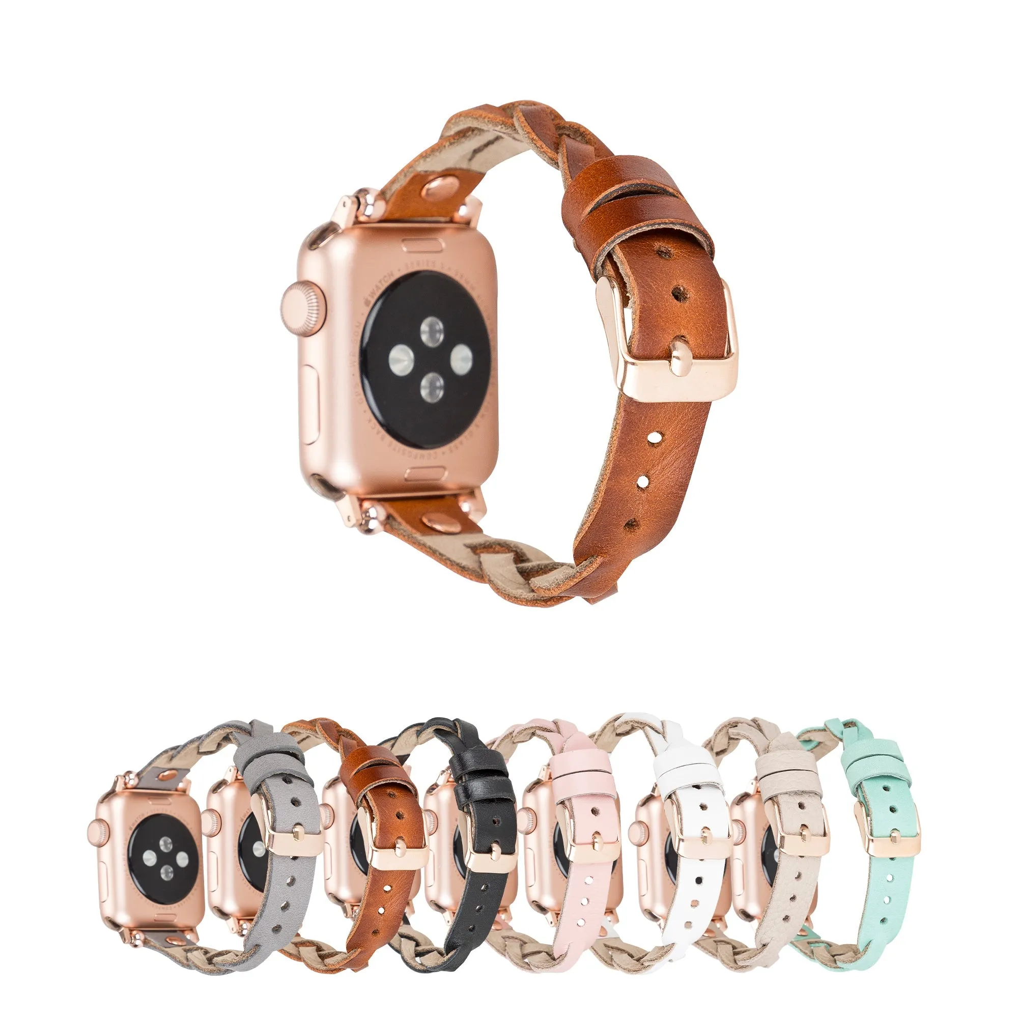 DelfiCase Sheffield Collection Leather Watch Band for Apple Watch & Fitbit / Sense