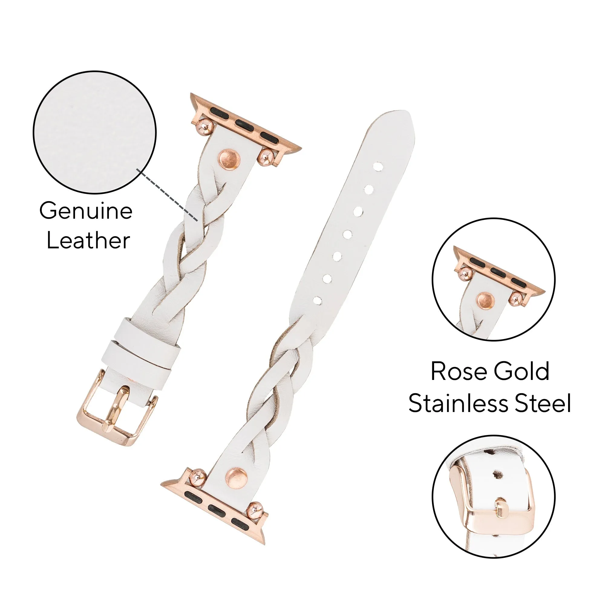 DelfiCase Sheffield Collection Leather Watch Band for Apple Watch & Fitbit / Sense