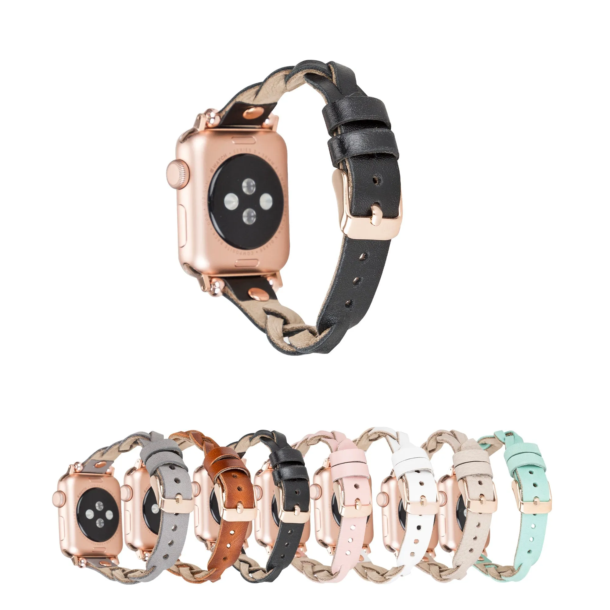DelfiCase Sheffield Collection Leather Watch Band for Apple Watch & Fitbit / Sense