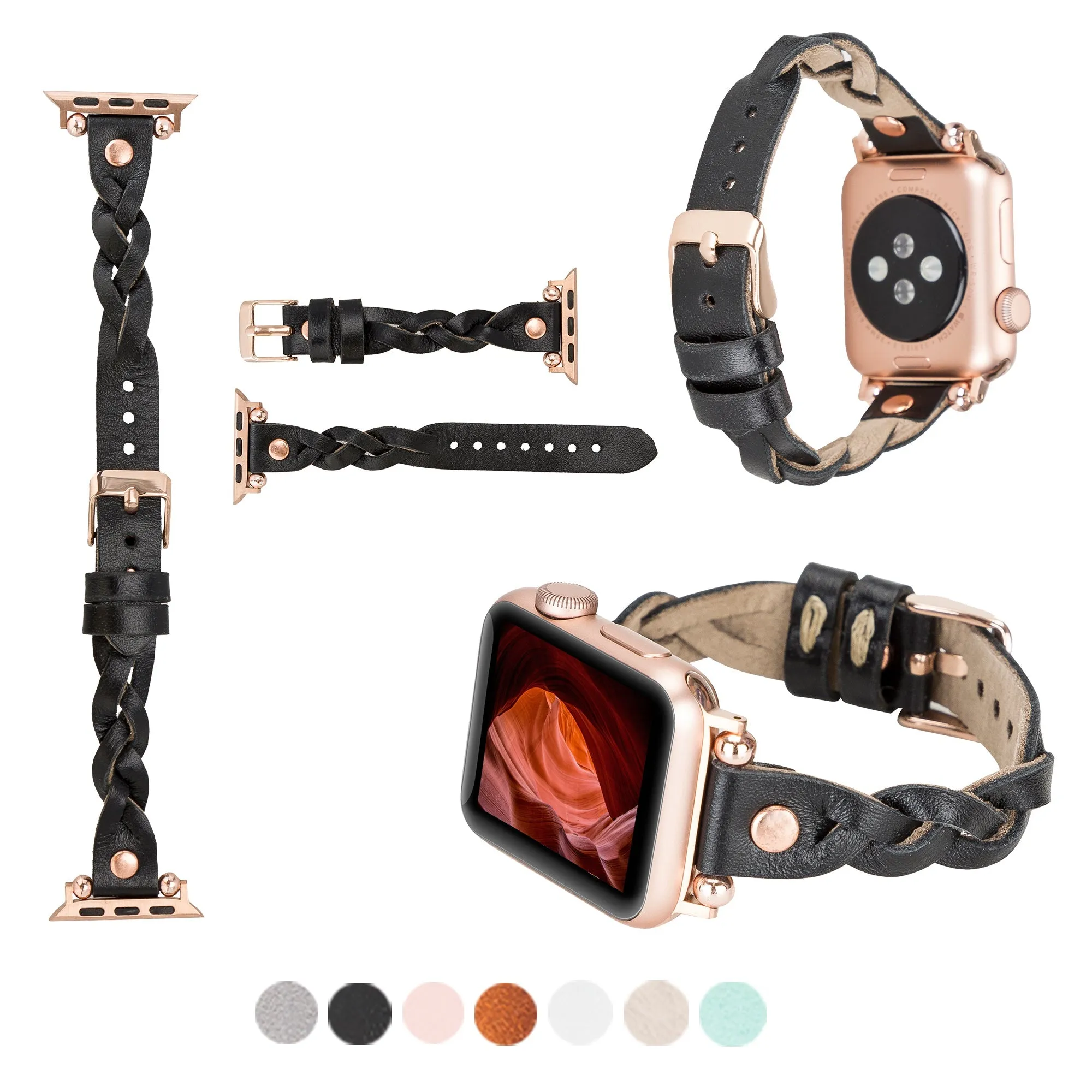 DelfiCase Sheffield Collection Leather Watch Band for Apple Watch & Fitbit / Sense