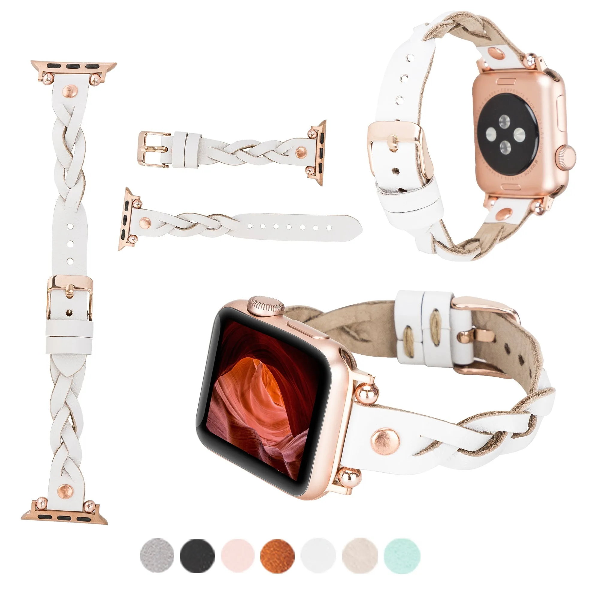 DelfiCase Sheffield Collection Leather Watch Band for Apple Watch & Fitbit / Sense