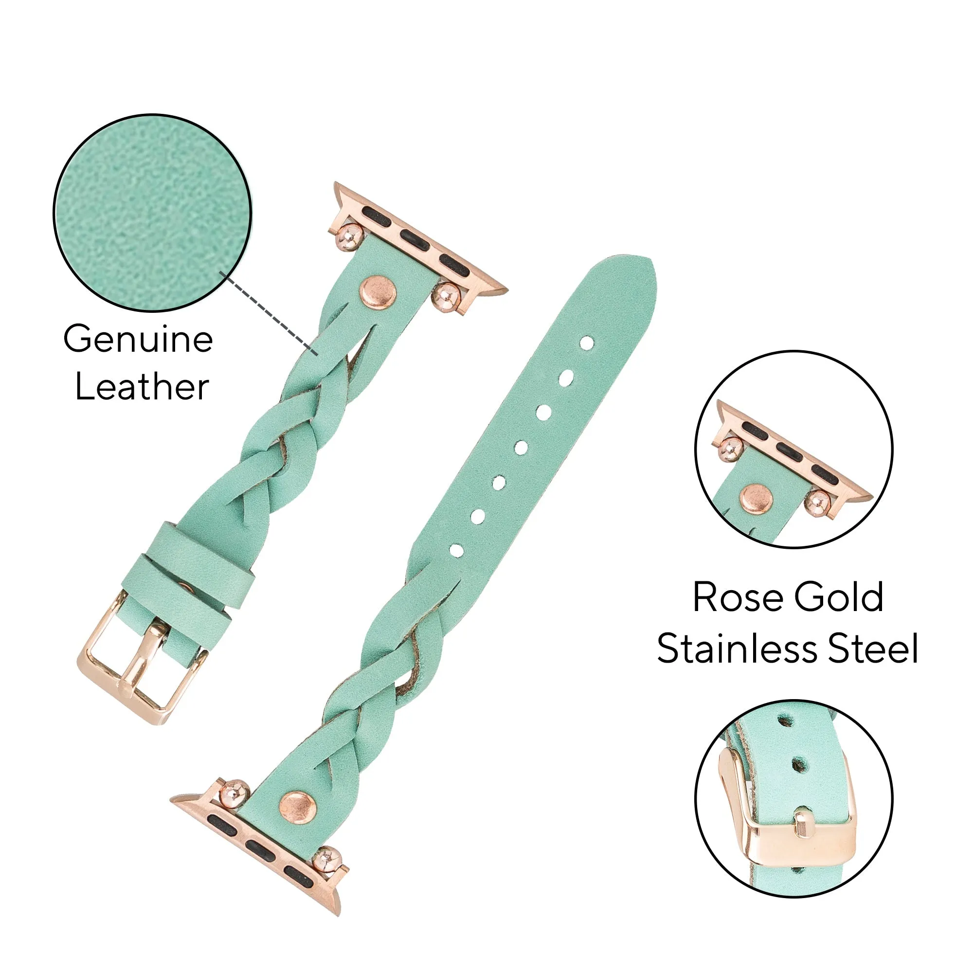 DelfiCase Sheffield Collection Leather Watch Band for Apple Watch & Fitbit / Sense