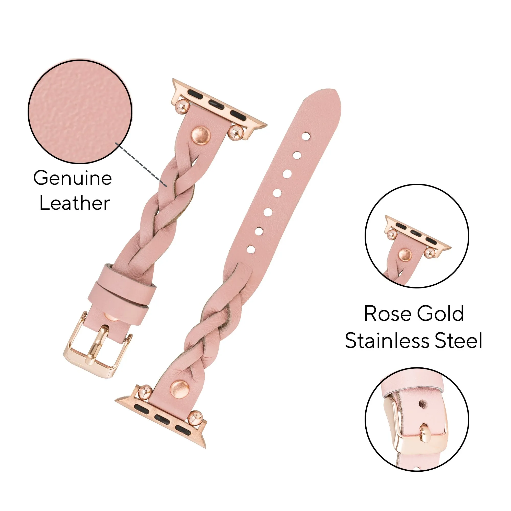 DelfiCase Sheffield Collection Leather Watch Band for Apple Watch & Fitbit / Sense