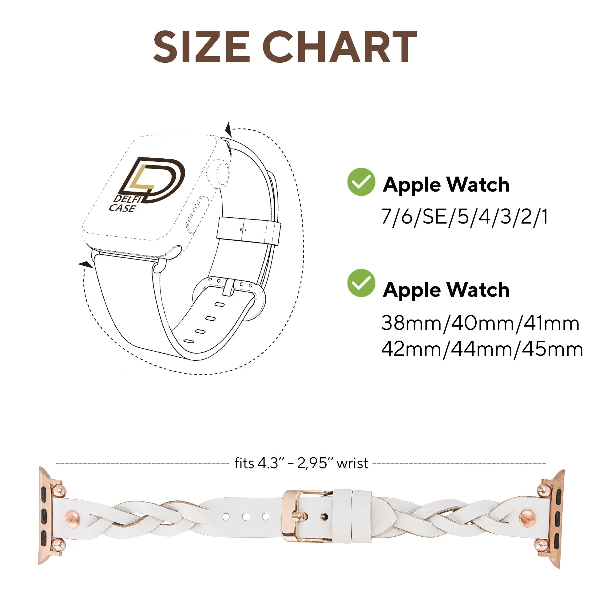 DelfiCase Sheffield Collection Leather Watch Band for Apple Watch & Fitbit / Sense