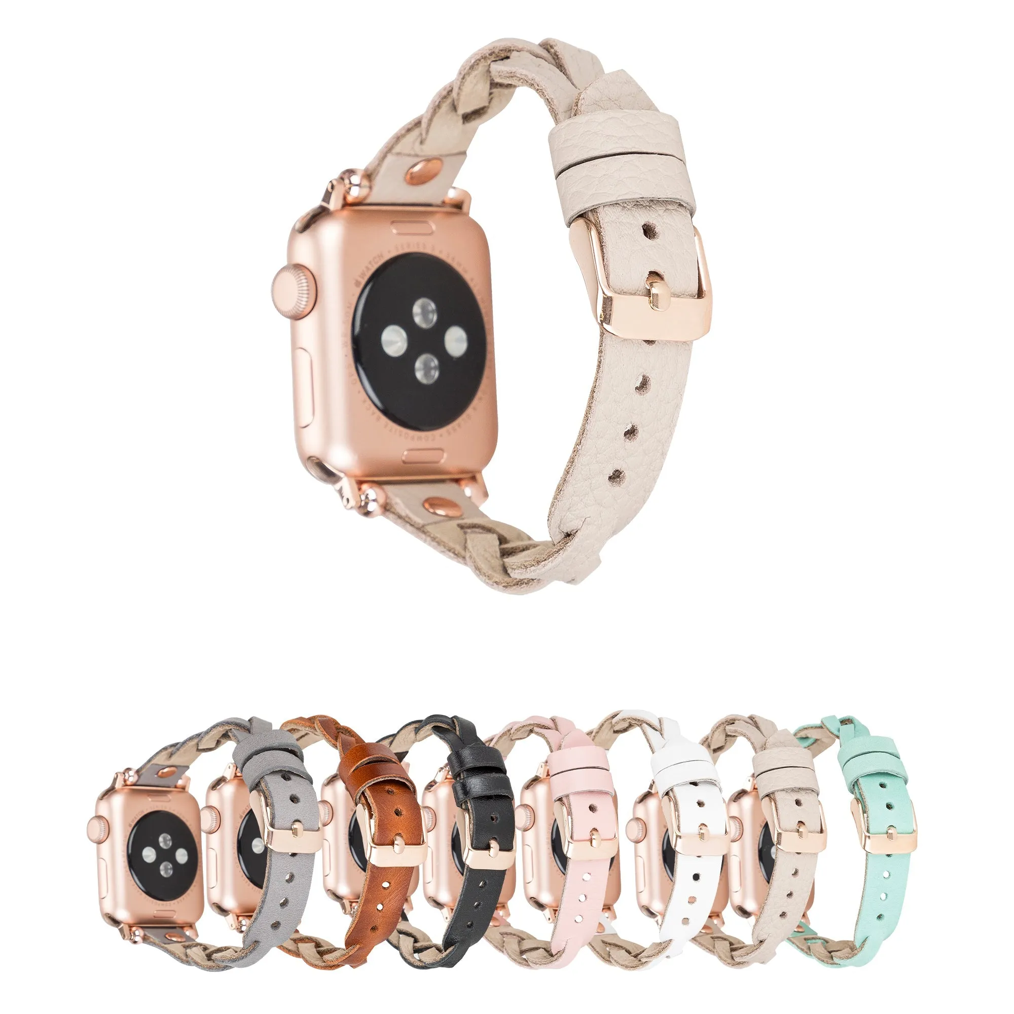 DelfiCase Sheffield Collection Leather Watch Band for Apple Watch & Fitbit / Sense