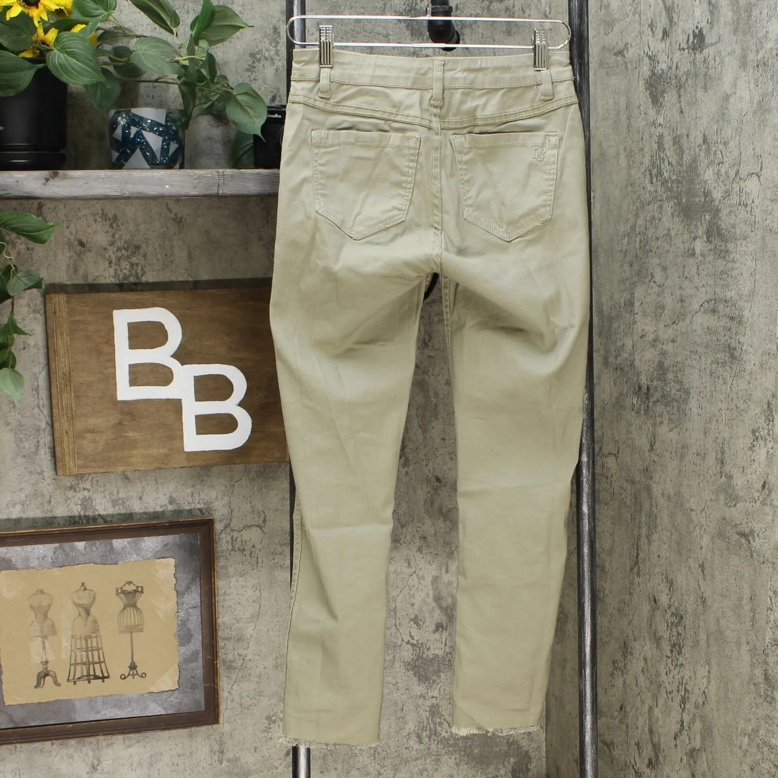 DG2 by Diane Gilman Reversible Twill Pull On Skinny Jean Olive Camo Petite XXS