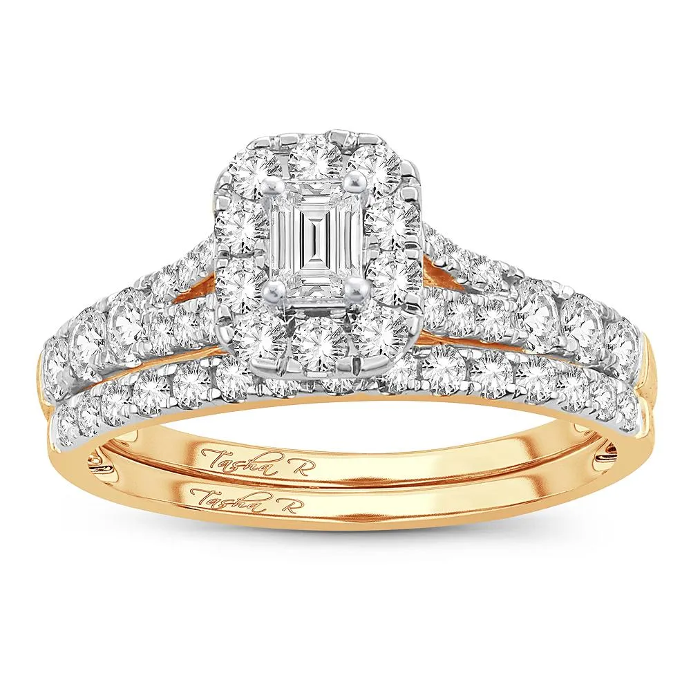 Diamond Engagement Ring and Matching Band Set - 1.00 Carats in 14KT Gold