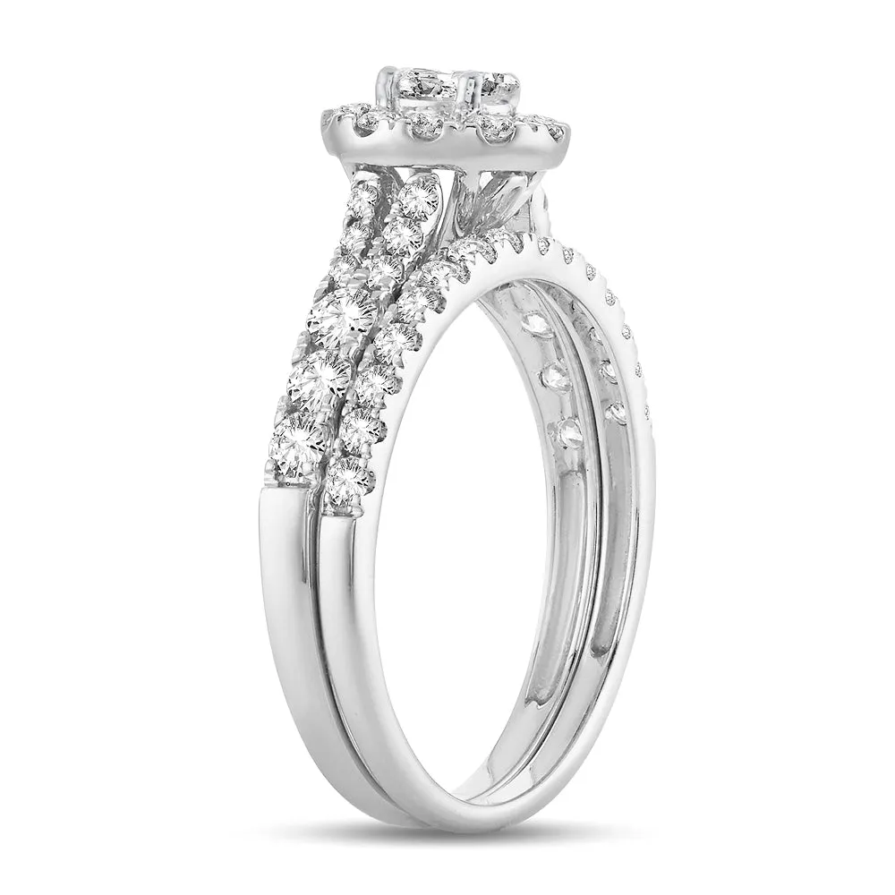 Diamond Engagement Ring and Matching Band Set - 1.00 Carats in 14KT Gold